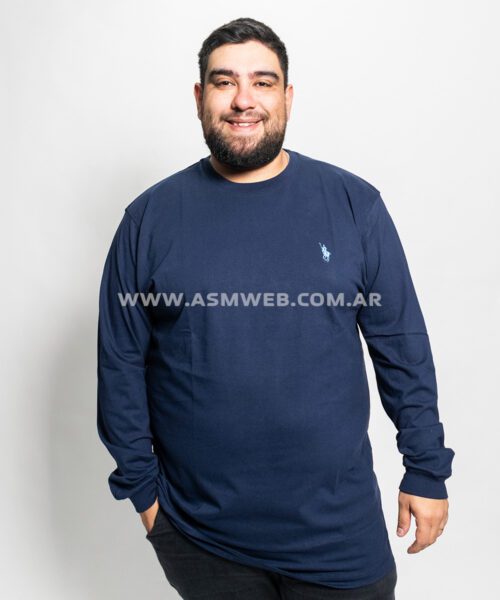 REMERA MANGAS LARGAS LOGO BORDADO LISA