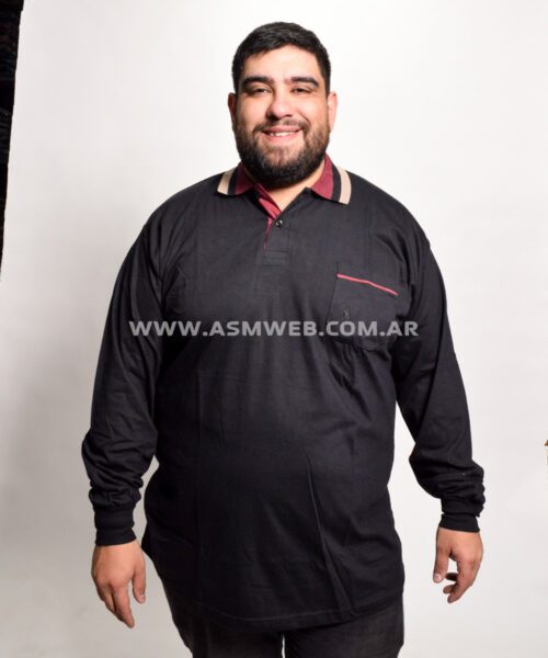 CHOMBA MANGAS LARGAS BOLSILLO CON VIVO Y BORDADO POLO